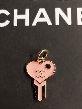 CC Pink and Gold Heart Key Charm Pendant